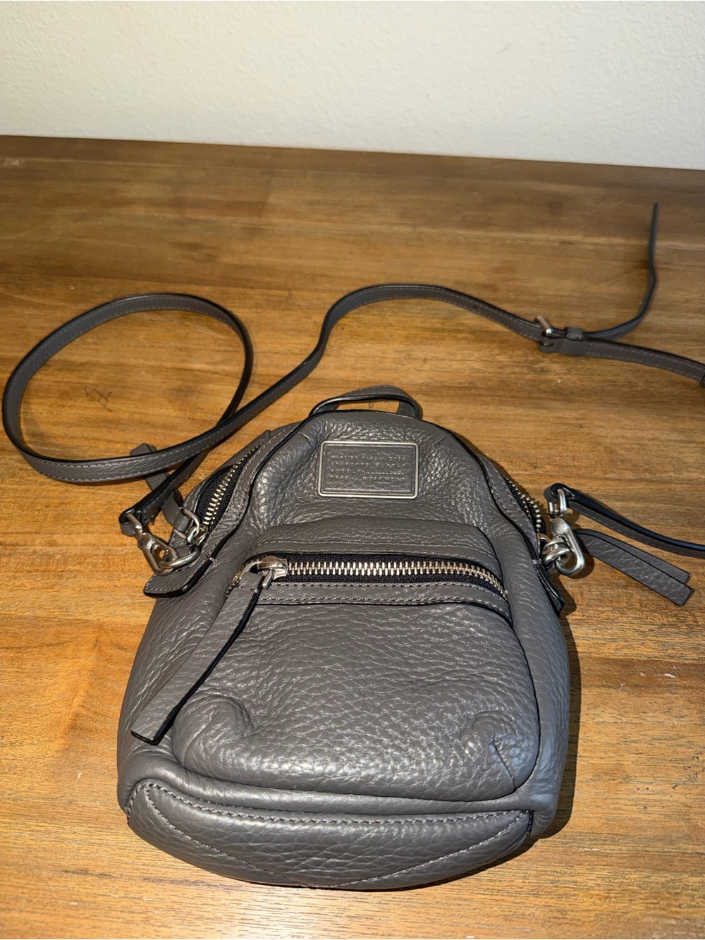 Marc Jacobs Small Pebbled Leather Crossbody Bag in Charcoal Gray